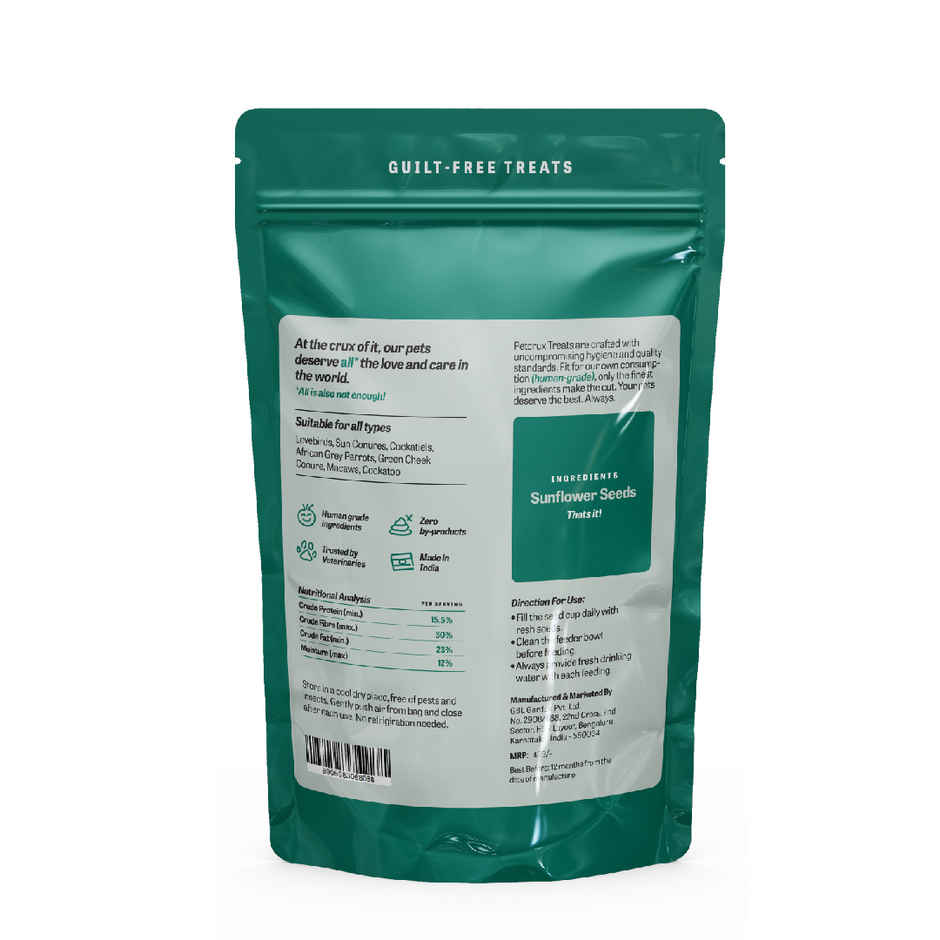 Petcrux Premium Veg Striped Sunflower Seeds Bird Food | Parrots, Conures, Cockatoo, etc.