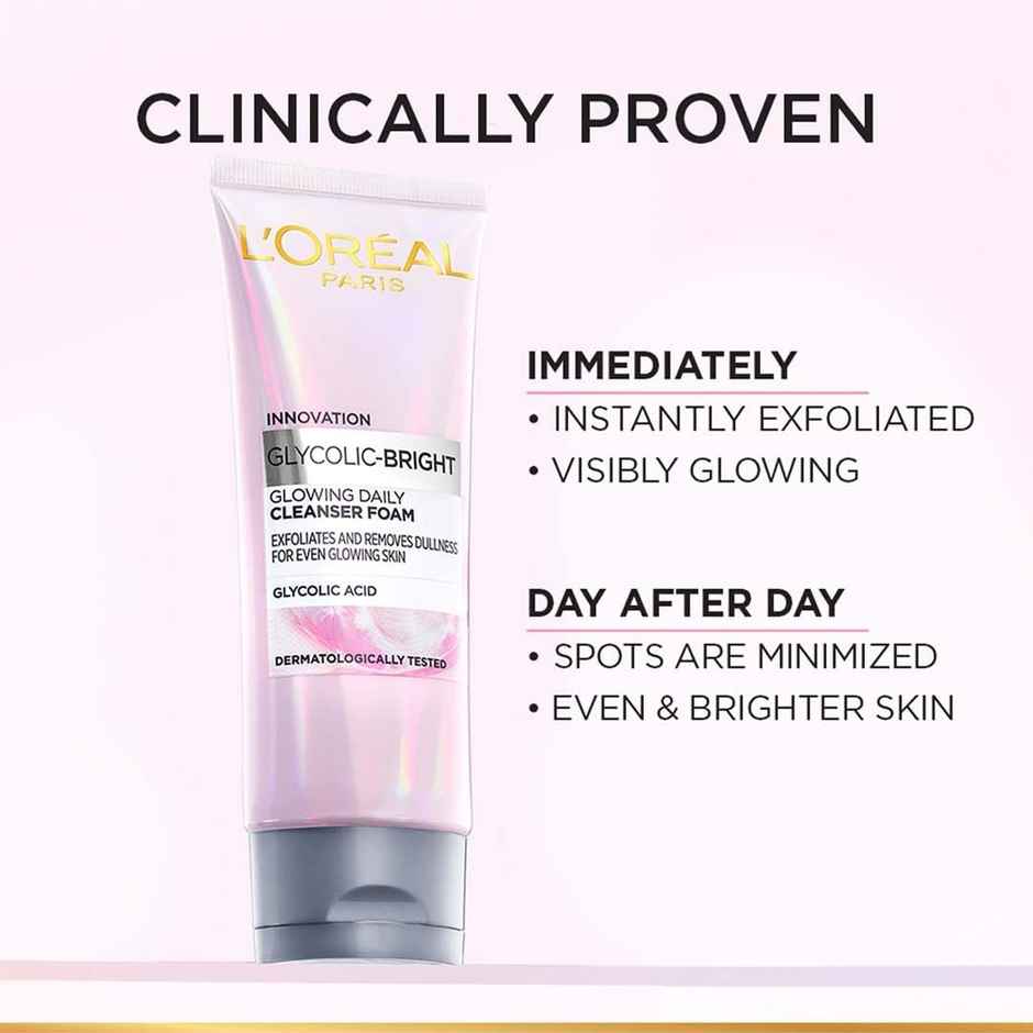 L'Oreal Paris Glycolic Acid Bright Daily Foaming Face Cleanser - Daily Glowing