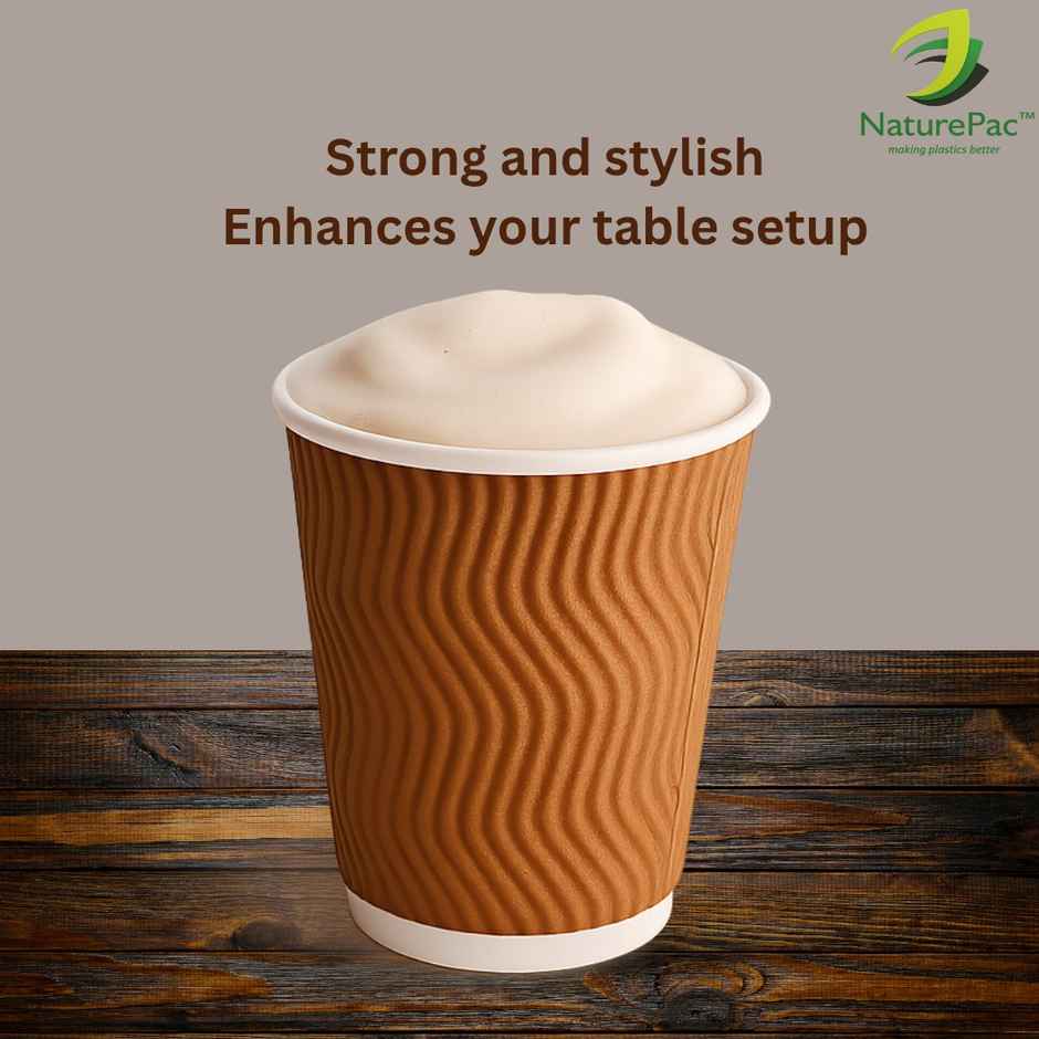 Ripple Paper Cups | 250 ml | 25 pcs | Disposable and Sturdy | Naturepac
