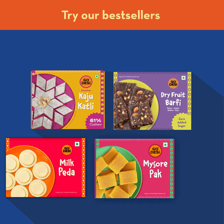 Premium Kaju Katli, 61% Cashew | Burfi | Kaju Katri | Sweets By Go Desi (180g) & Besan Laddoo | With Ghee | Laddu | Sweets By Go Desi (180g) Combo
