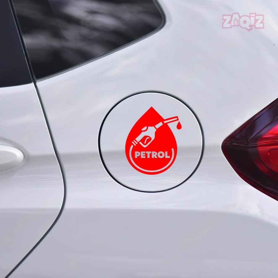 TiyuTrendzz Petrol Self-Adhesive Stickers for Car Fuel Tank, Waterproof (Red)