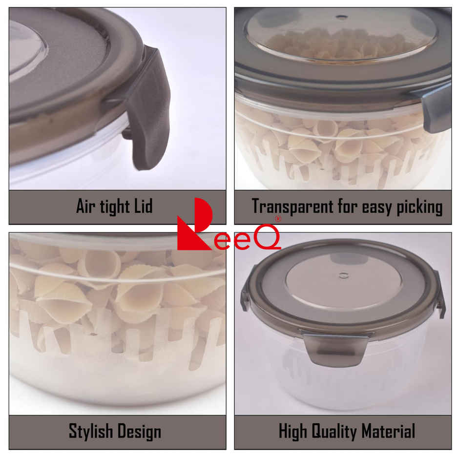ReeQ Premium Round Plastic Container Set | 1.8 L + 1.2 L + 600 ml