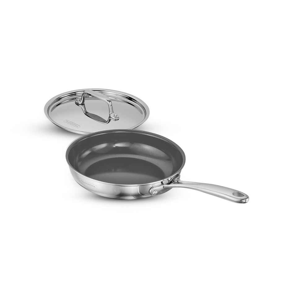 Tramontina Fusao Triply Ceramic Fry Pan | 20 cm | Stainless Steel Lid | Induction Compatible