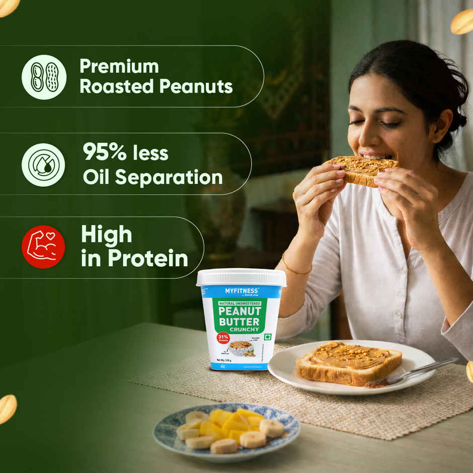 MyFitness All Natural Peanut Butter Crunchy Spread | No Sugar, High Protein