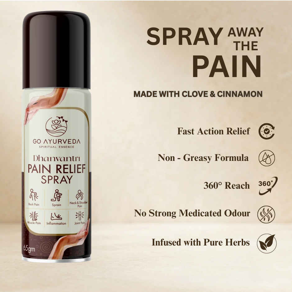 Go Ayurveda Dhanvantri Pain Relief Spray For Joint, Muscle & Back Pain|With Clove & Cinnamon