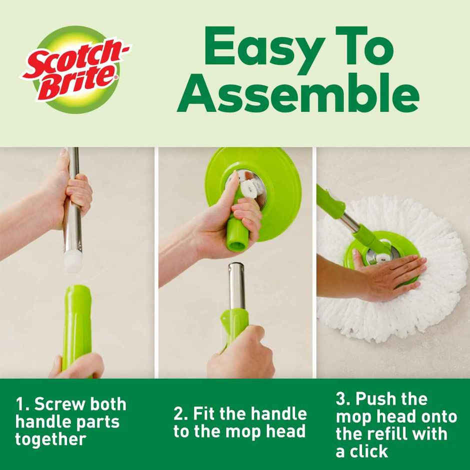 Spin Mop Head & Handle With Refill