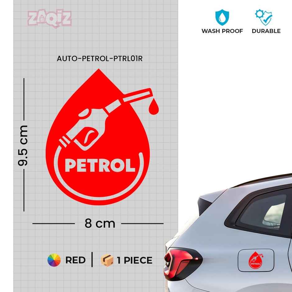 TiyuTrendzz Petrol Self-Adhesive Stickers for Car Fuel Tank, Waterproof (Red)