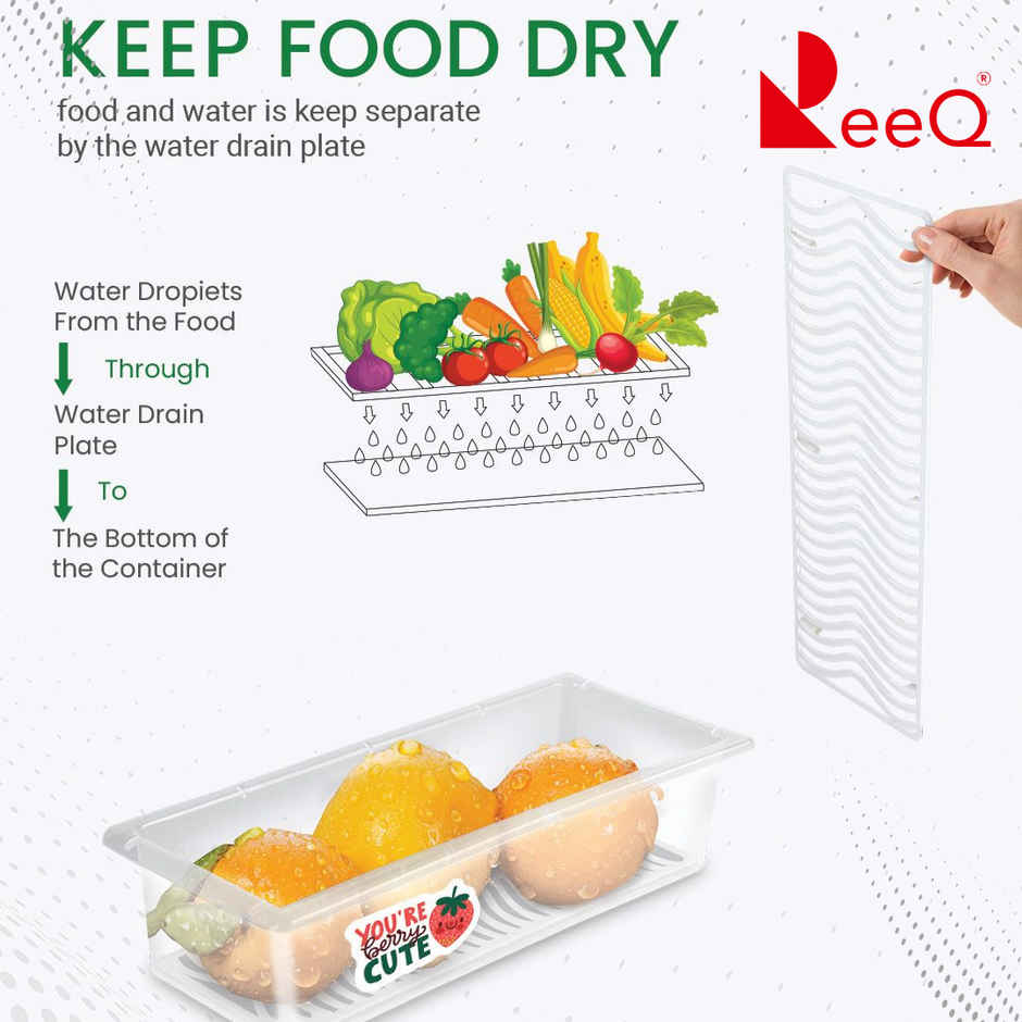 ReeQ Fridge Storage Container Set | Transparent Plastic Containers with Lids | BPA Free | Stackable - 1.5 L