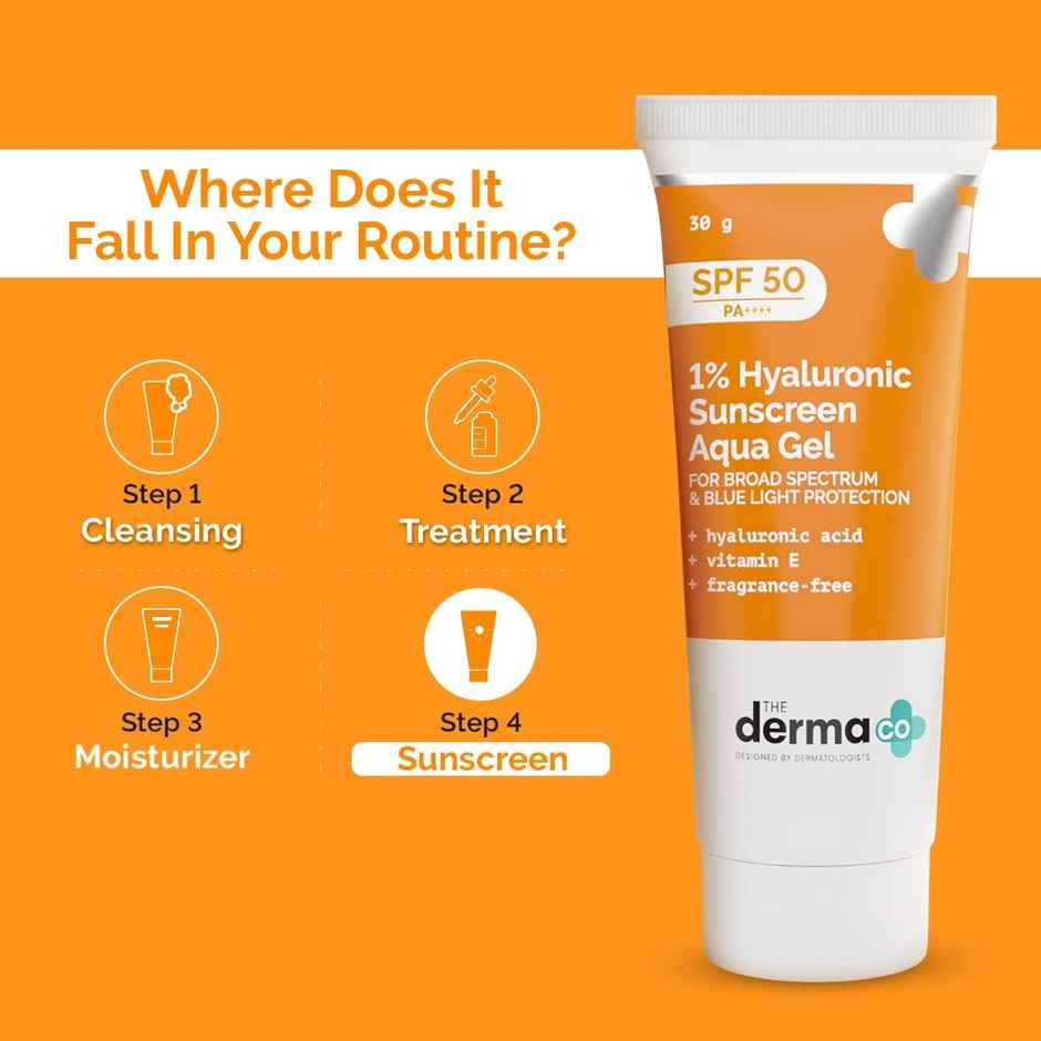 The Derma Co 1% Hyaluronic Sunscreen Spf 50 Pa+++ Aqua Gel For Normal To Oily Skin Combo