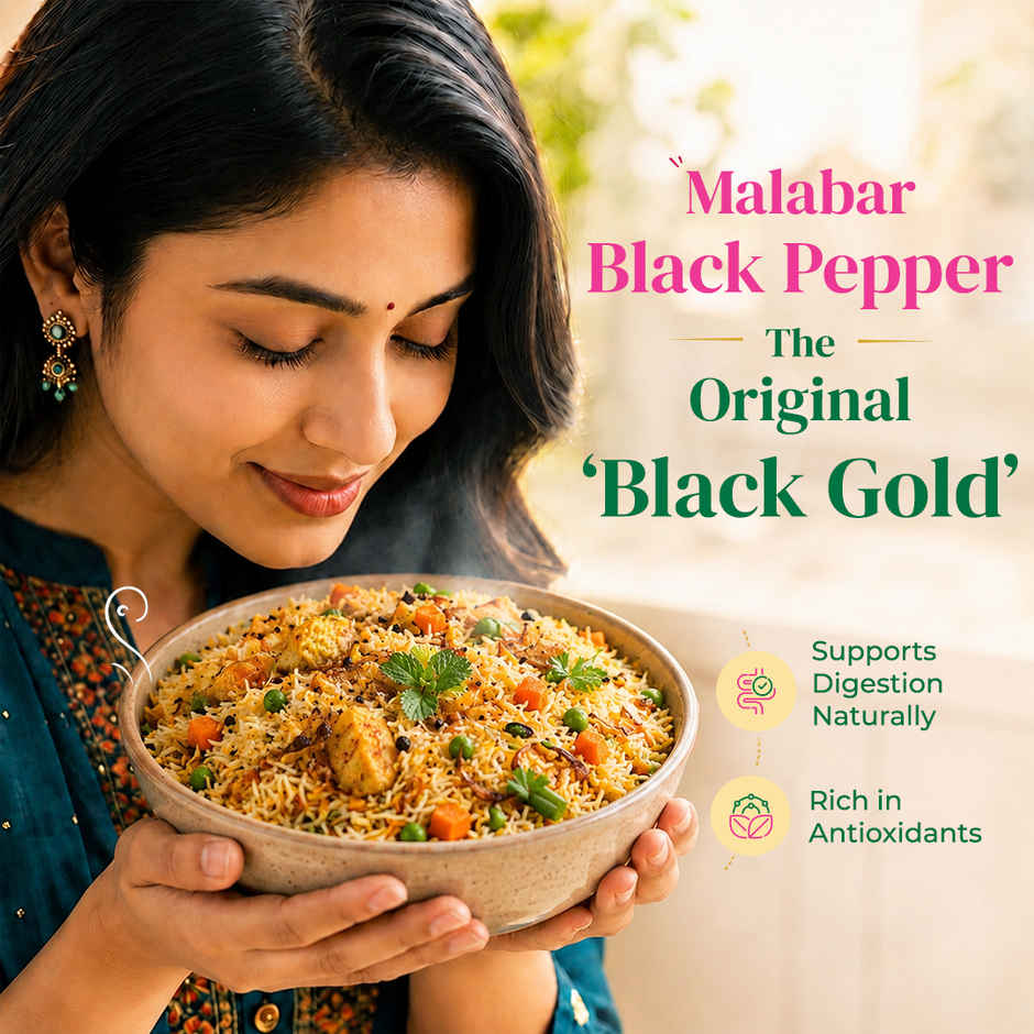 Khetika Malabar Black Pepper Whole | Kali Mirch | Strong Aroma | Zero Preservatives