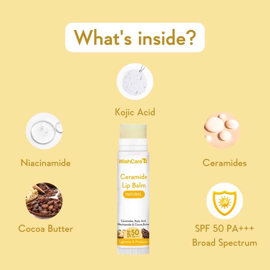Wishcare Ceramide Lip Balm With SPF 50 PA+++ - Kojic Acid & Niacinamide - For Lip Lightening