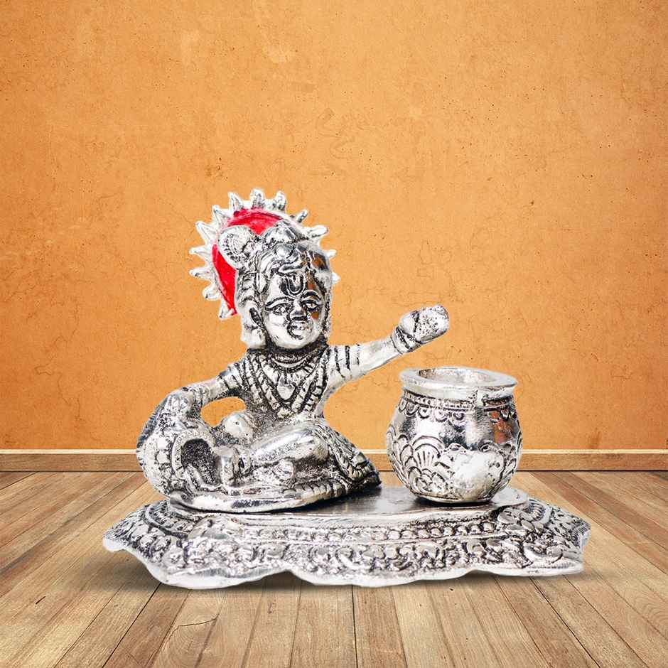 Laddu Gopal Silver Plated with Maakhan Matka | Devnidhi