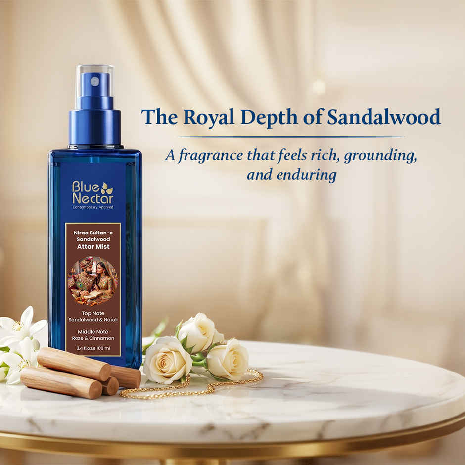 Blue Nectar Sultan-e Sandalwood Attar Woody Floral Perfume Body Mist - For Men & Women