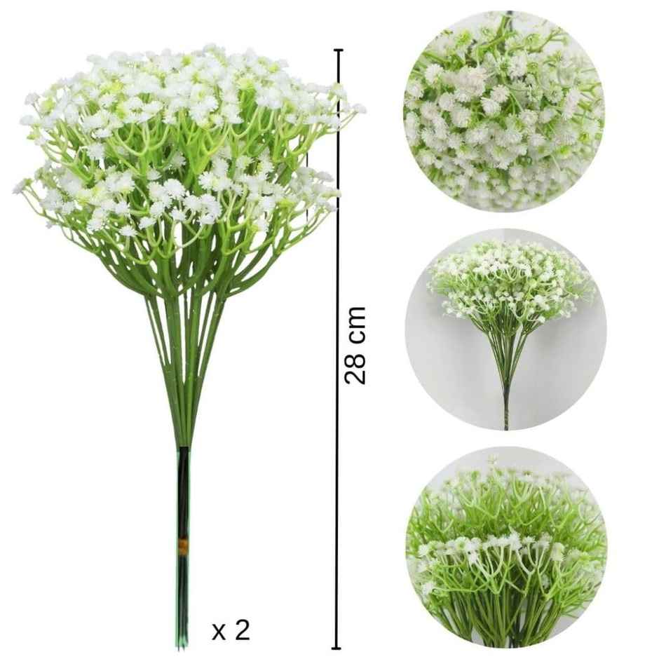 Bunch(20 Sticks) Artificial Babys Breath Flowers | Gypsophila | 28.5 cm | White | Satyam Kraft