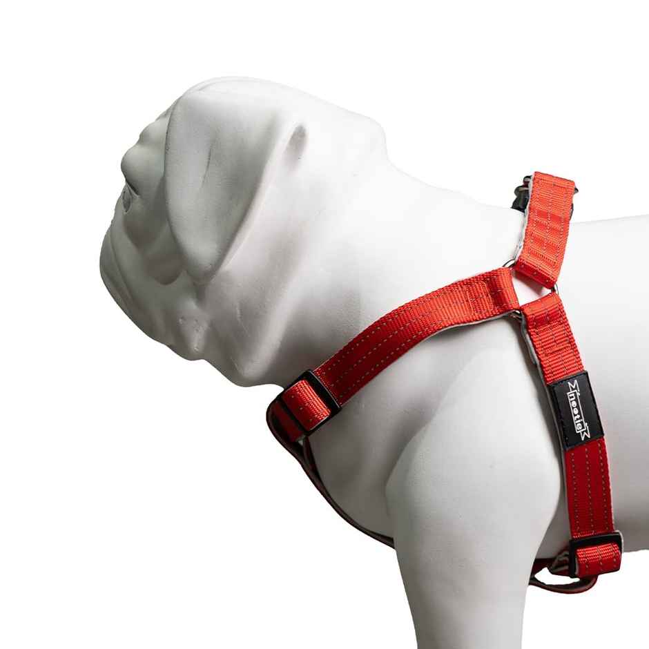 Nootie Premium Plush Padded Harness Red Color With Grey | 20 Mm - Medium