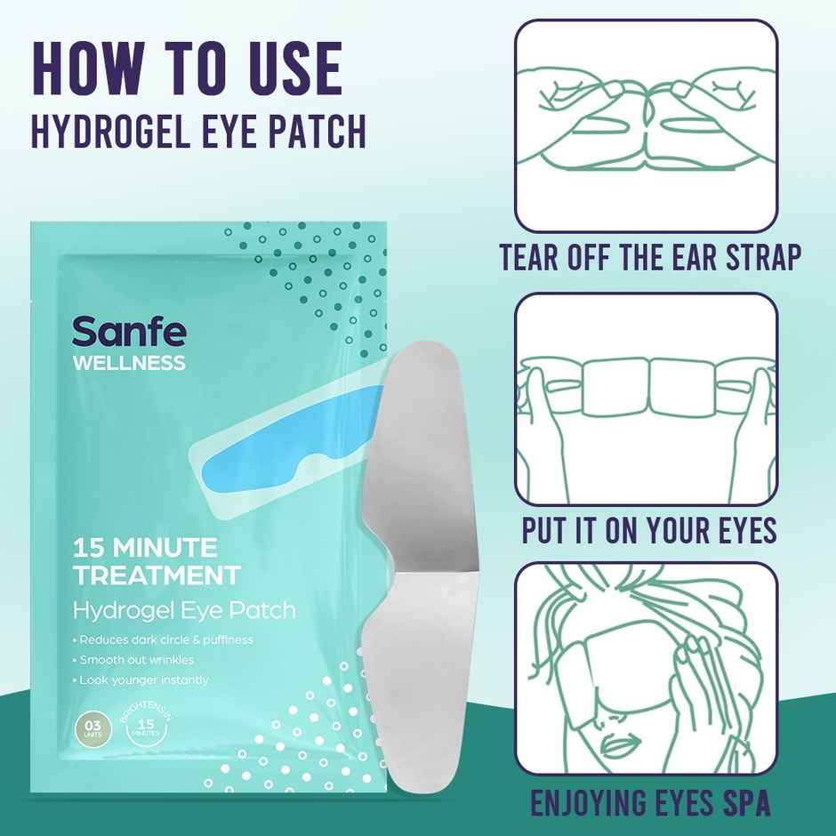 Sanfe Hydrogel Eye Patch | 15 min treatment | Reduces dark circle, puffiness, wrinkles | 3 Pairs