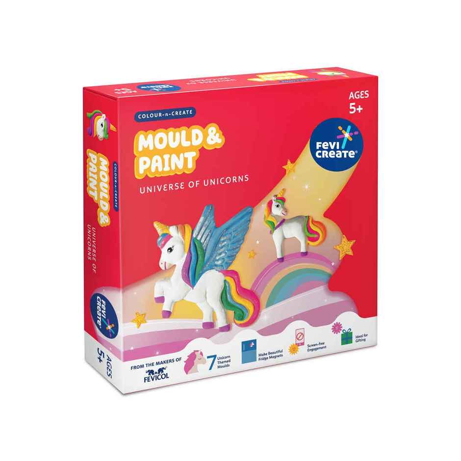 Fevicreate Mould & Paint Universe of Unicorn Kit for Kids| Badges & Fridge Magnets
