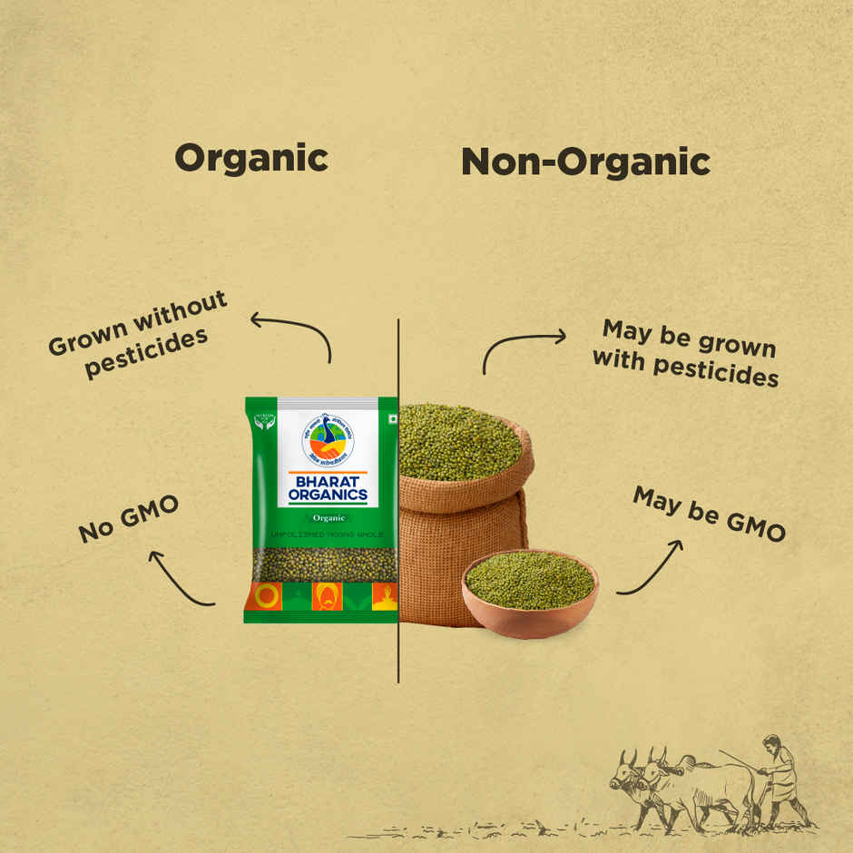 Bharat Organics Unpolished Moong Whole