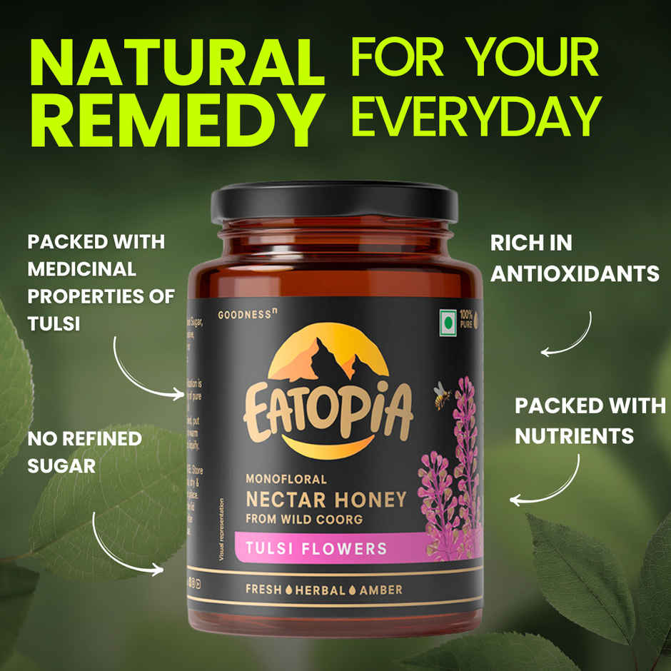 Eatopia Tulsi Honey | Immunity Booster | Pure Organic Natural Honey | No Added Sugar
