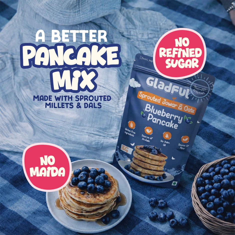 Gladful Blueberry Pancake - Sprouted Jowar And Oats