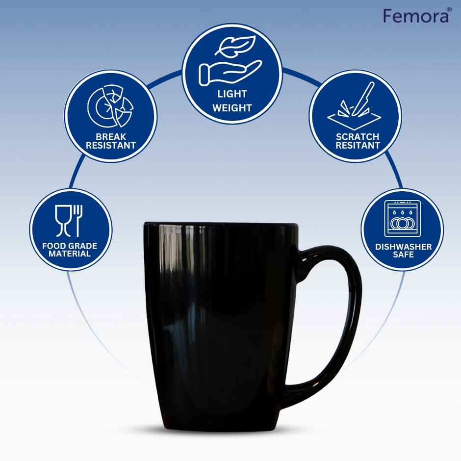 Femora Handcrafted Black Color Coffee Mug Gift Set 1 Pc 320 ml Black