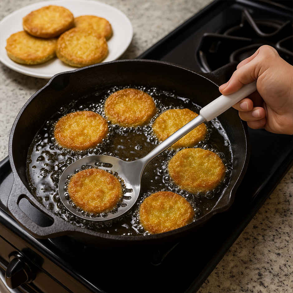 Habitat Daimond Specialty Professional Stainless Steel Skimmer | Kitchen Tool |Ergonomic Handle