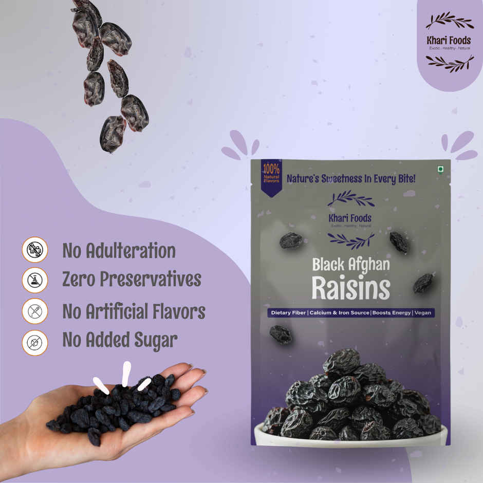 Khari Foods Premium Black Raisins | High Energy , Kishmish Dry Fruit