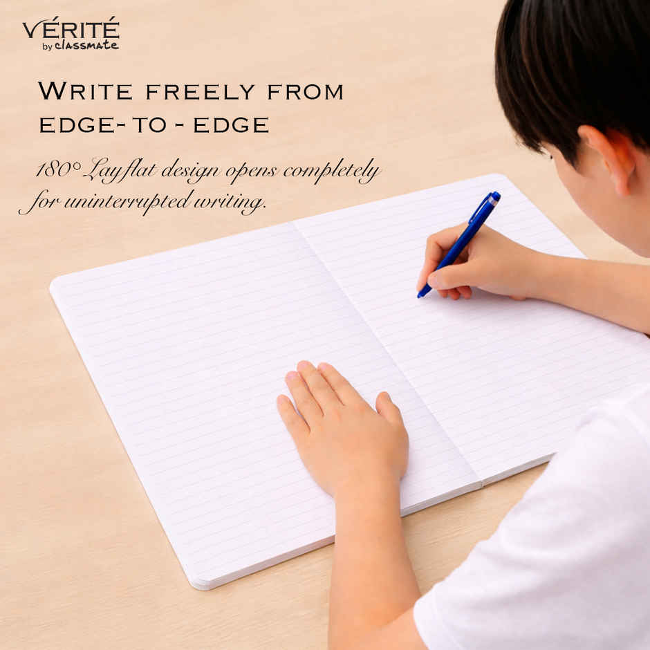 Verite by Classmate | Lay Flat Long Book | Charcoal | Size 297 X 210 | Single Line | 140 Pages