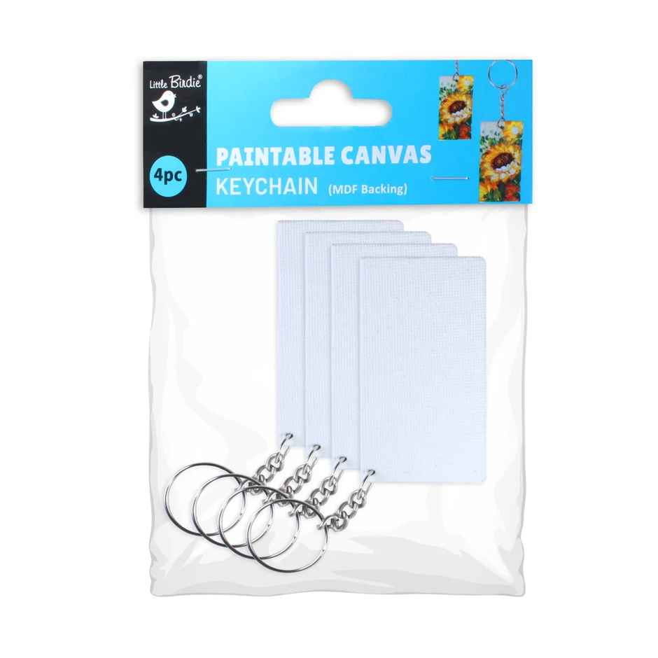 Itsy Bitsy Paintable Mdf Canvas Keychain 1.5 x 3 Inch 2mm Thick 4 Pc Ar