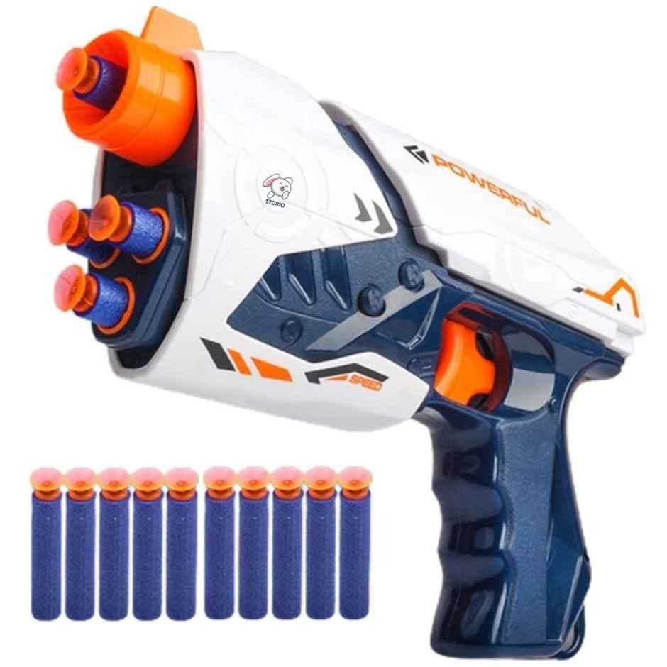 Storio Blaze Storm Soft Bullet Gun Toy with 10 Safe Soft Foam Bullets | Multicolour