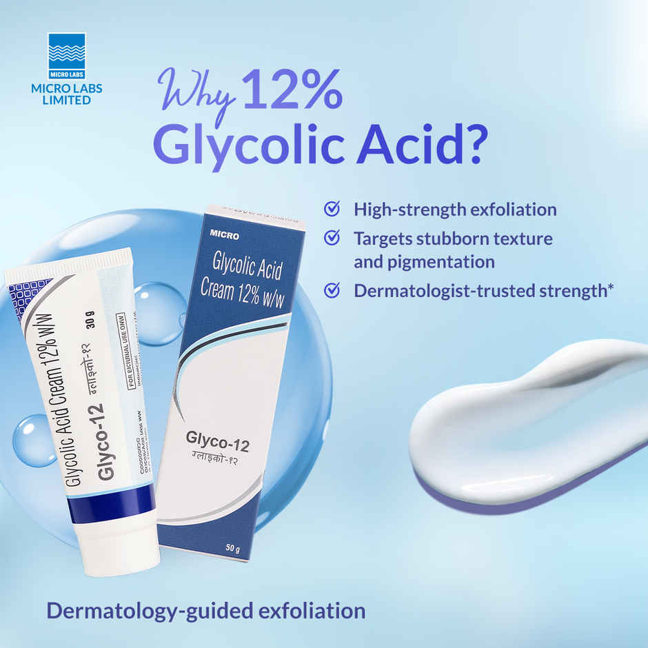 Glyco 12 Glycolic Acid 12% Cream for Pigmentation, Dark Spots, Acne Marks & Uneven Skin Tone
