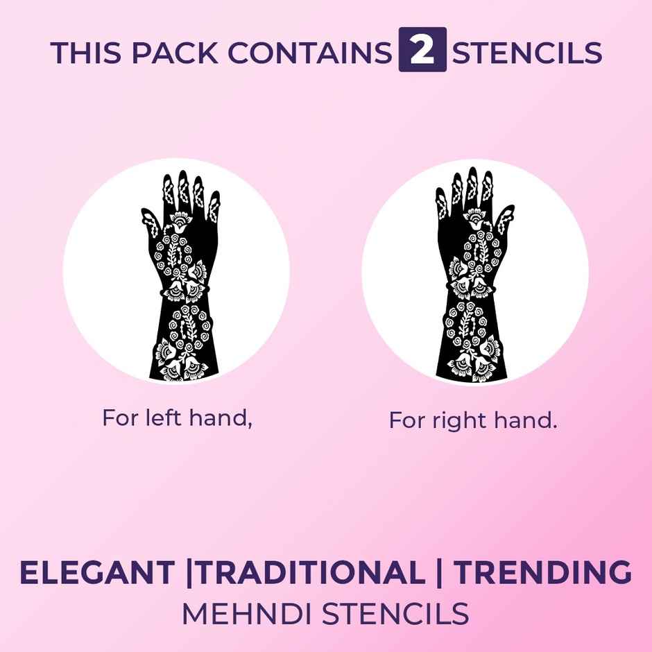 Sanfe Mehndi Stencil Full Hand Set, Henna Tattoo Stencil/Sticker Style 6