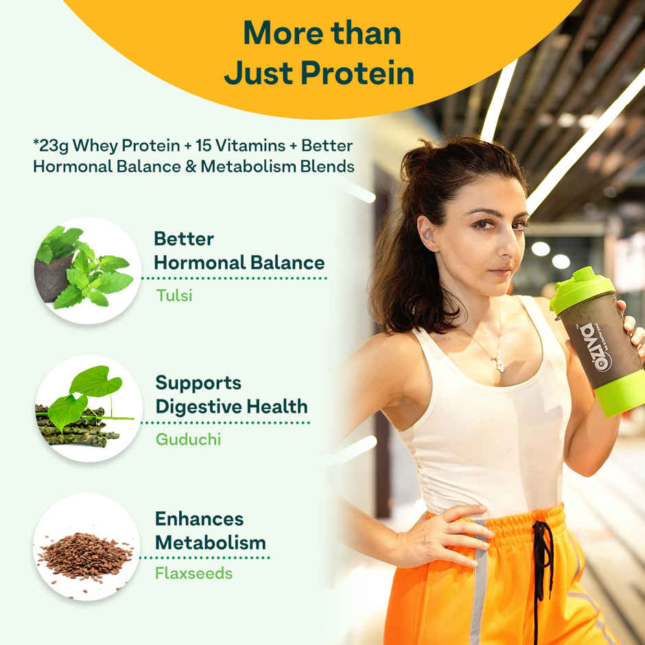 Oziva Whey Protein Powder with Herbs for Women |23g Protein|5.5g BCAA | Chocolate