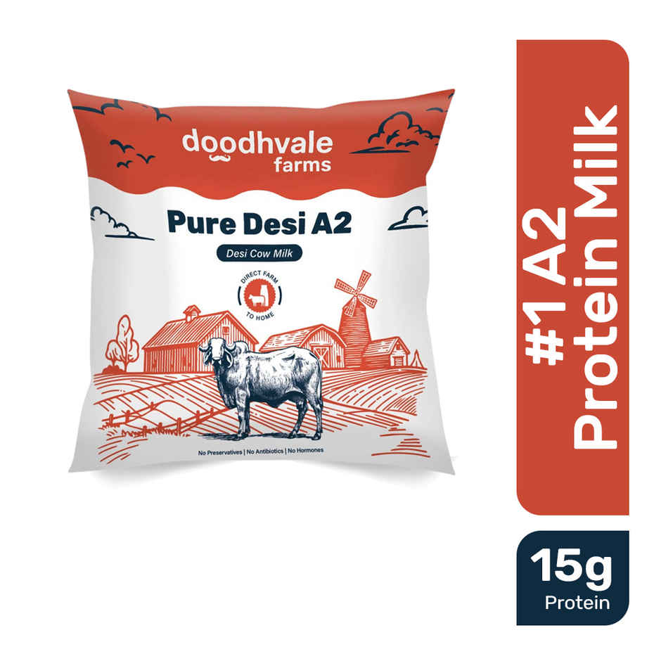 Doodhvale Farms Pure Desi A2 Cow Fresh Milk | Pouch