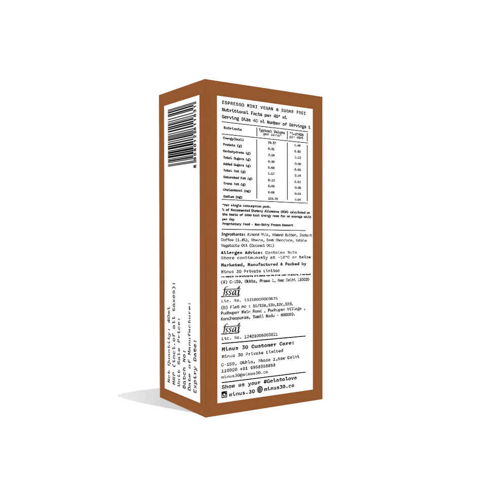 Minus Thirty Espresso Mini Ice Cream Stick | Vegan & Sugar Free