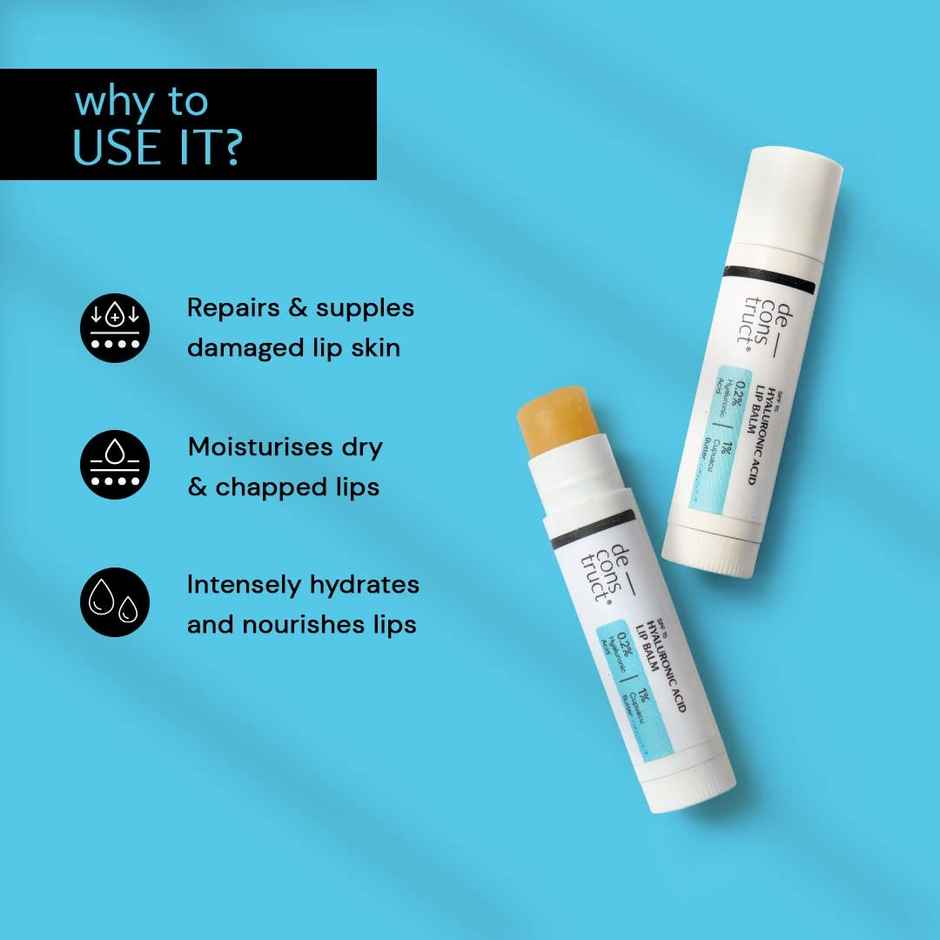 Deconstruct Hyaluronic Acid Lip Balm - 0.2% Hyaluronic Acid + 1% Cupuacu Butter Spf 15