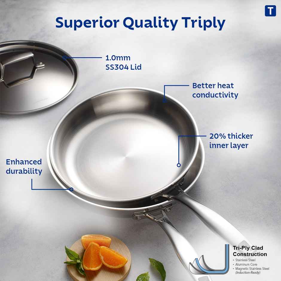 Tramontina Aeion Stainless Steel Triply Fry Pan 20cm