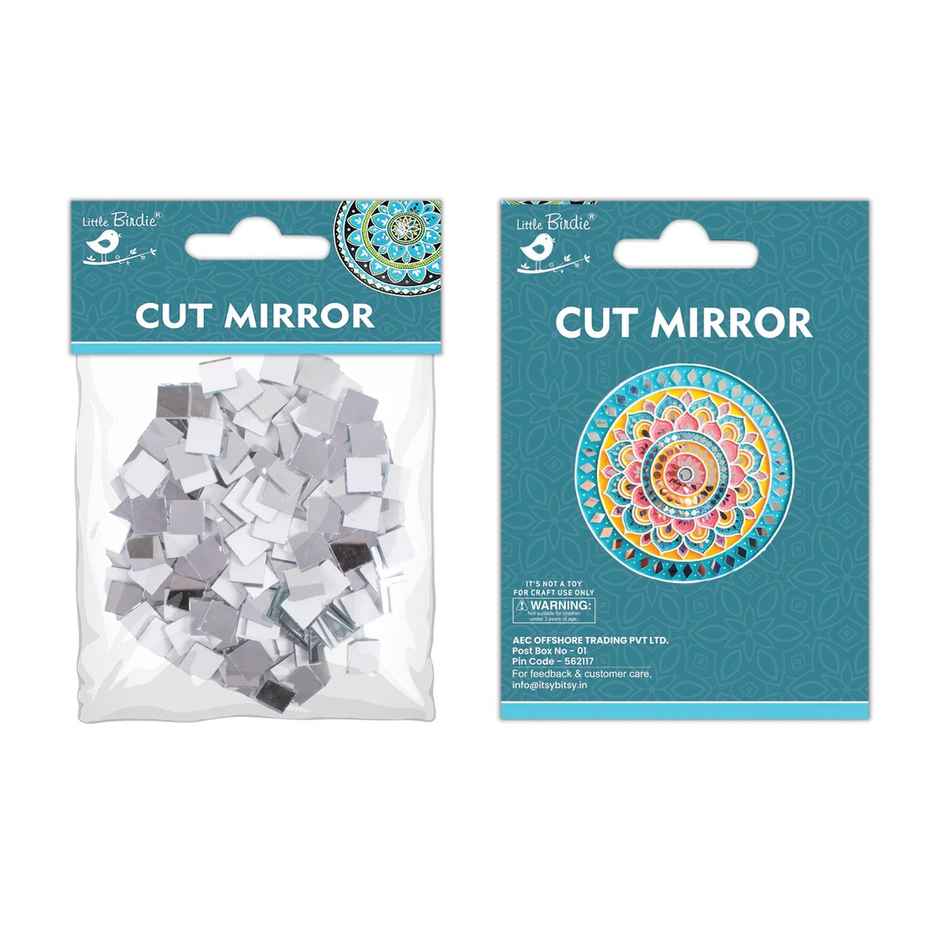 Itsy Bitsy Cut Mirror Square 8mm 50 gms Apx 262 Pc Lb