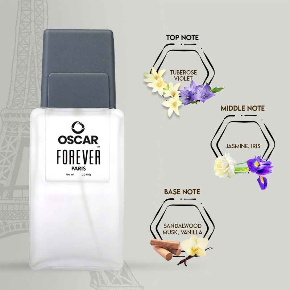 Oscar Forever Paris Grey Unisex Eau De Parfum Perfume With Long Lasting Fresh Fragrance