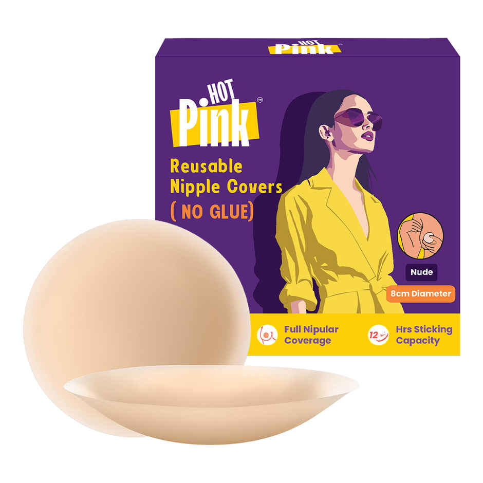 Pinq Polka Hot Pink Reusable Nipple Cover | Nude | 8 cm No Glue