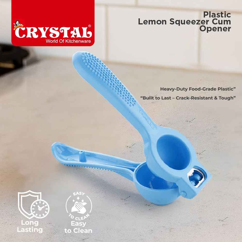 Crystal Plastic Lemon Squeezer Cum Opener, Multicolour