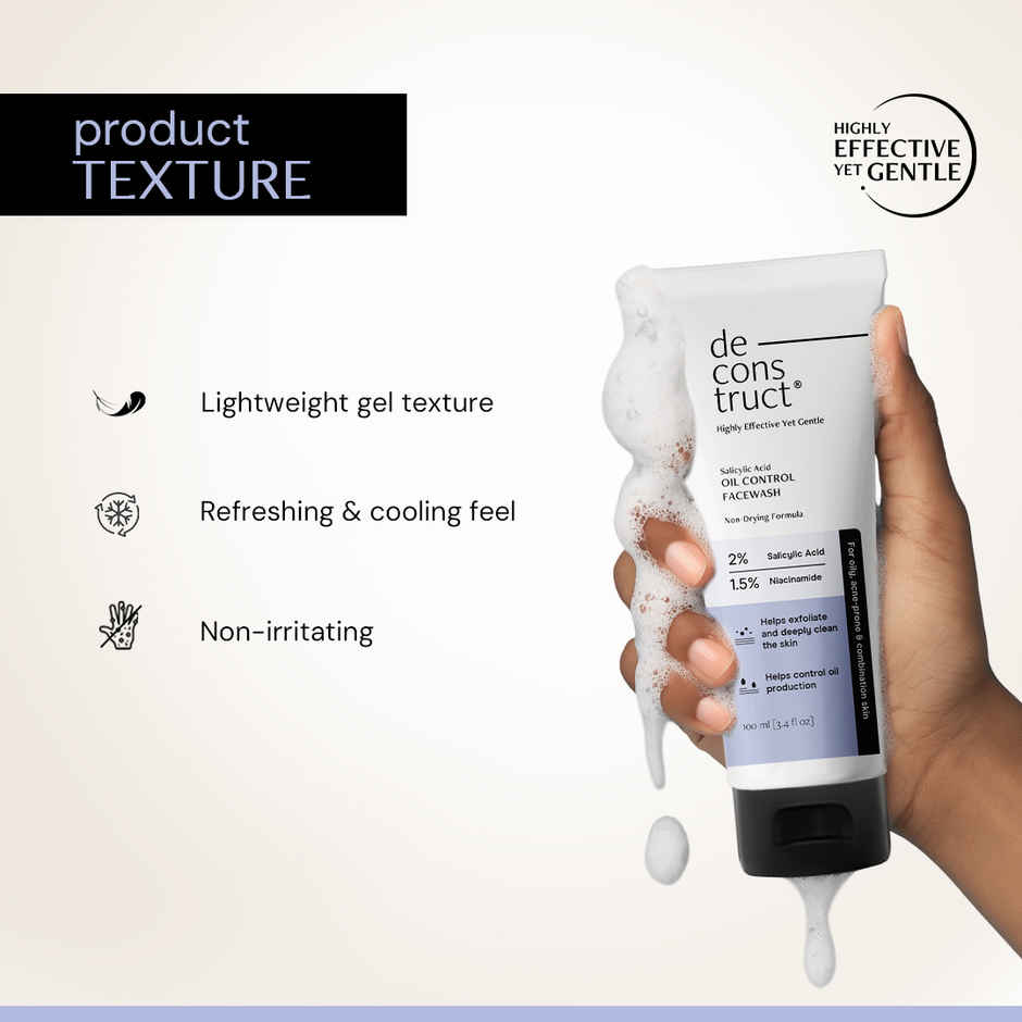 Deconstruct Oil Control Face Wash | 2% Salicylic Acid & 1.5% Niacinamide | Controls Oil Combo