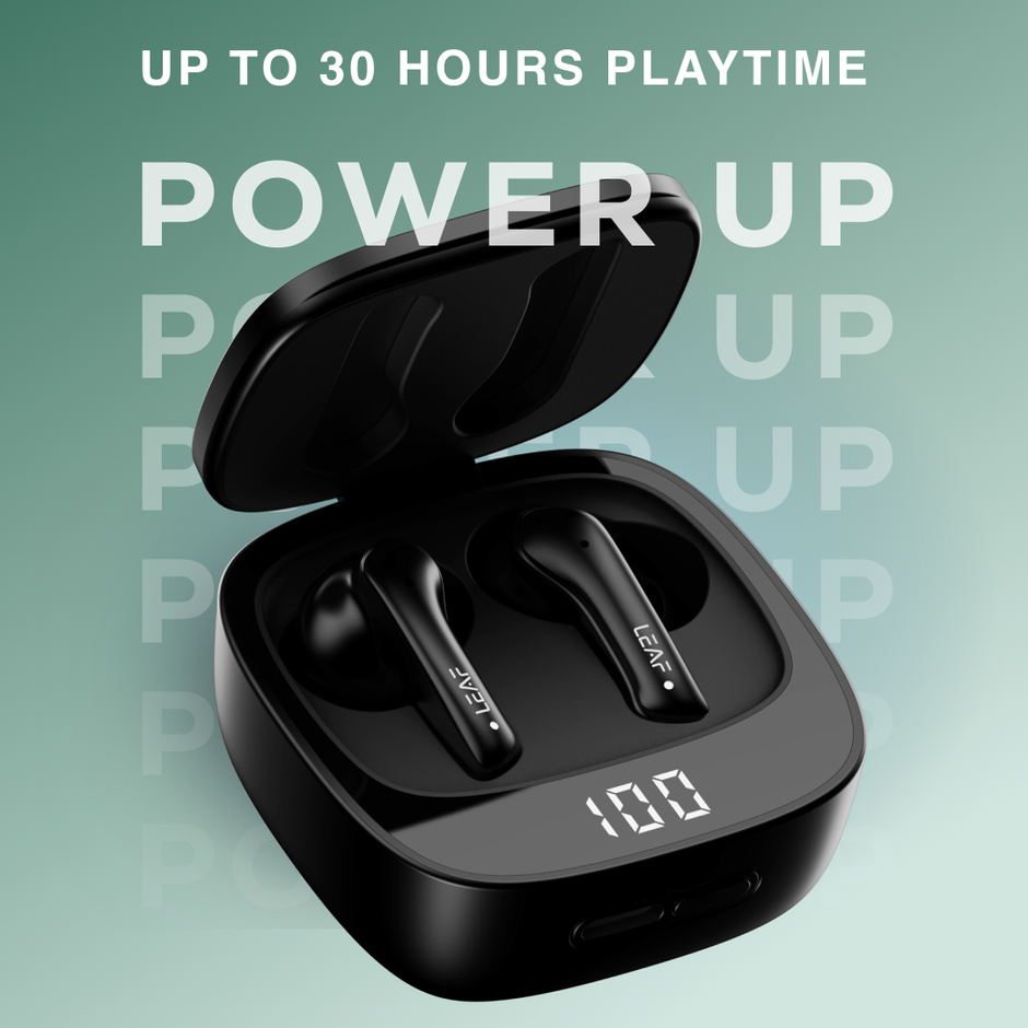 Leaf Buds X614 True Wireless ANC Earbuds With Ai Sound App, 30H Playtime, BTv5.3, Carbon Black