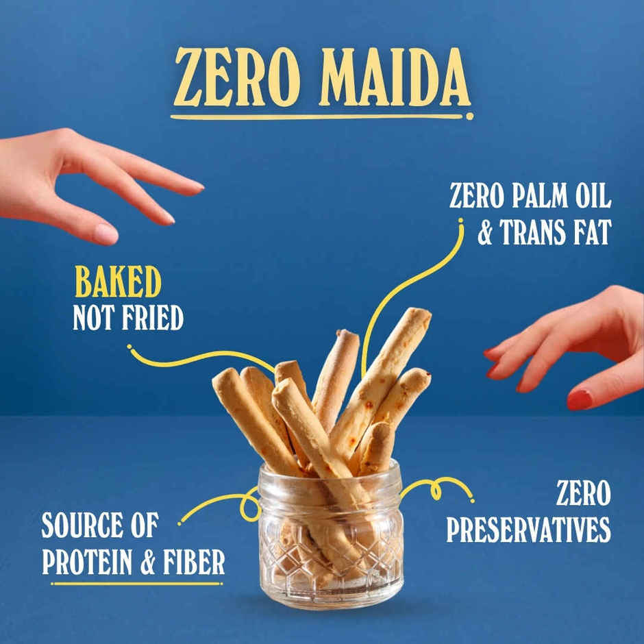 The Baker's Dozen Chilli Garlic Breadsticks Zero Maida | Grissini | Baked Snacks | Healthy Snacks