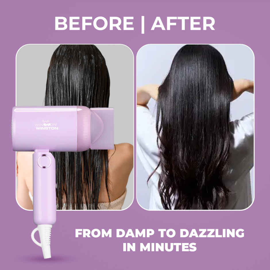 Winston Ionic Foldable Hair Dryer For Men & Women - 1200W (Purple)