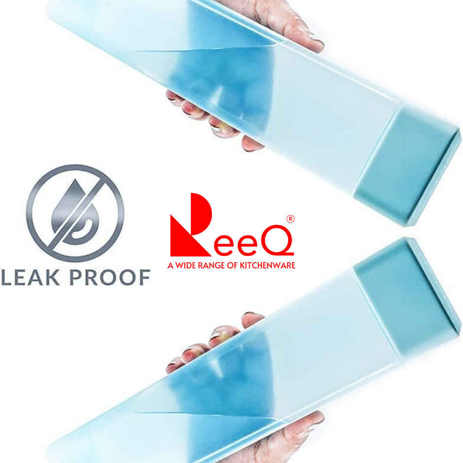 ReeQ Slim Square Water Bottle | BPA-Free Plastic Leak-Proof & Fridge Friendly | 1000 ml