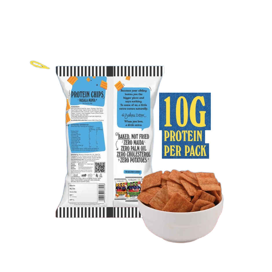 The Baker's Dozen Protein Chips Masala Mania Multigrain |10g Protein | Baked | Healthy Snacks