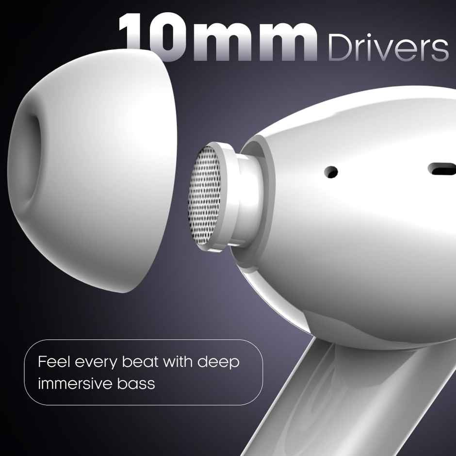 Leaf Buds X121 in Ear TWS Earbuds Ai Sound App, 30H Playtime, Quad Mic with Enc, 50Ms Low Latency, Fast Charging, 10Mm Driver, Ipx4, Bluetooth V5.4 TWS - Pure White