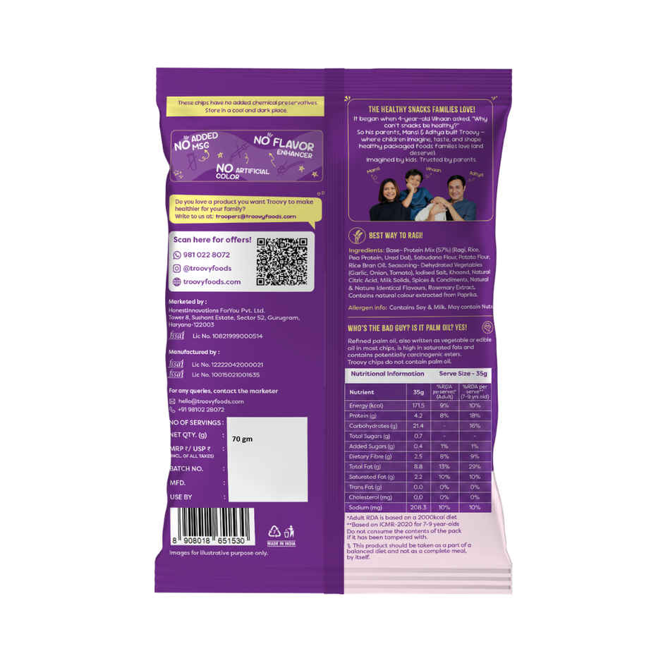 Troovy High Protein Ragi Chips | No Palm Oil, No Chemicals