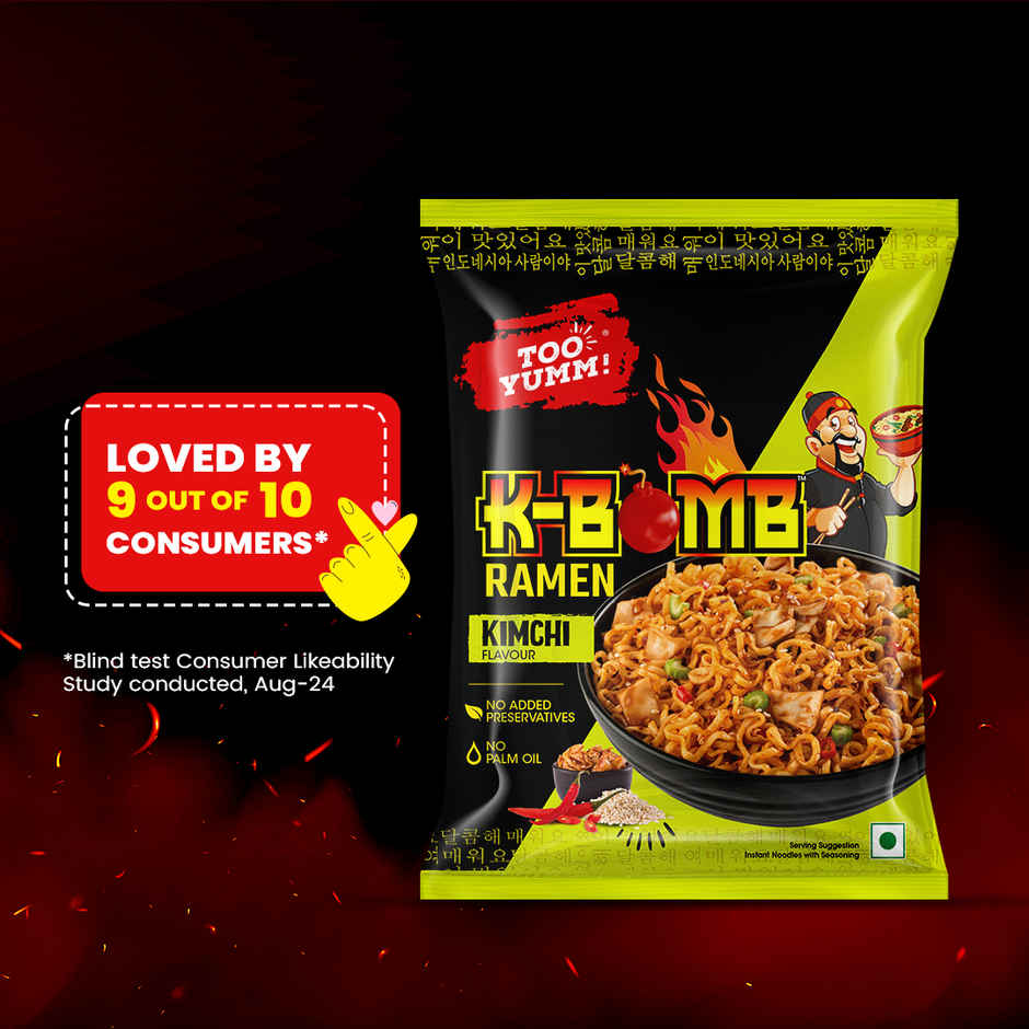 Too Yumm! K-Bomb Ramen Kimchi | Ready To Cook Instant Noodles | Korean VEG | No Palm Oil